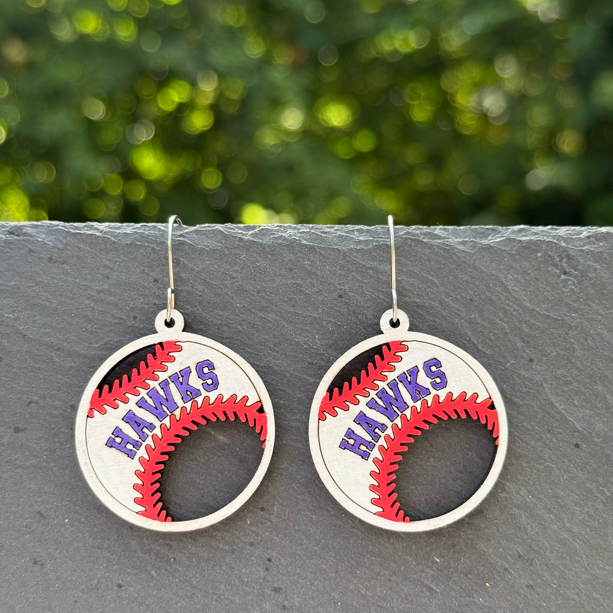Hawks Baseball Drop Dangle Earrings