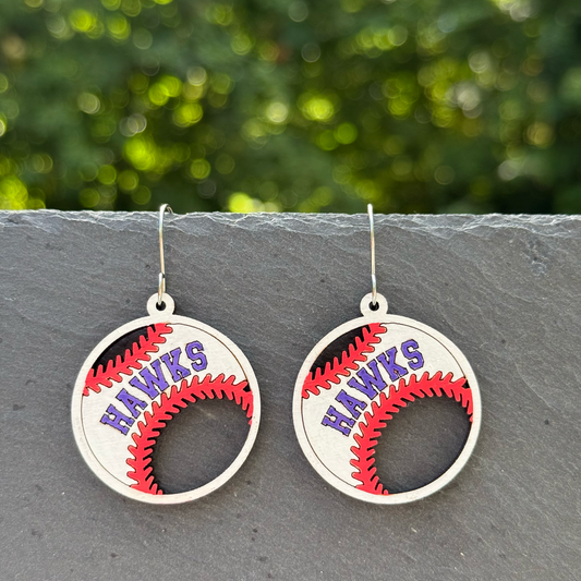 Hawks Baseball Drop Dangle Earrings