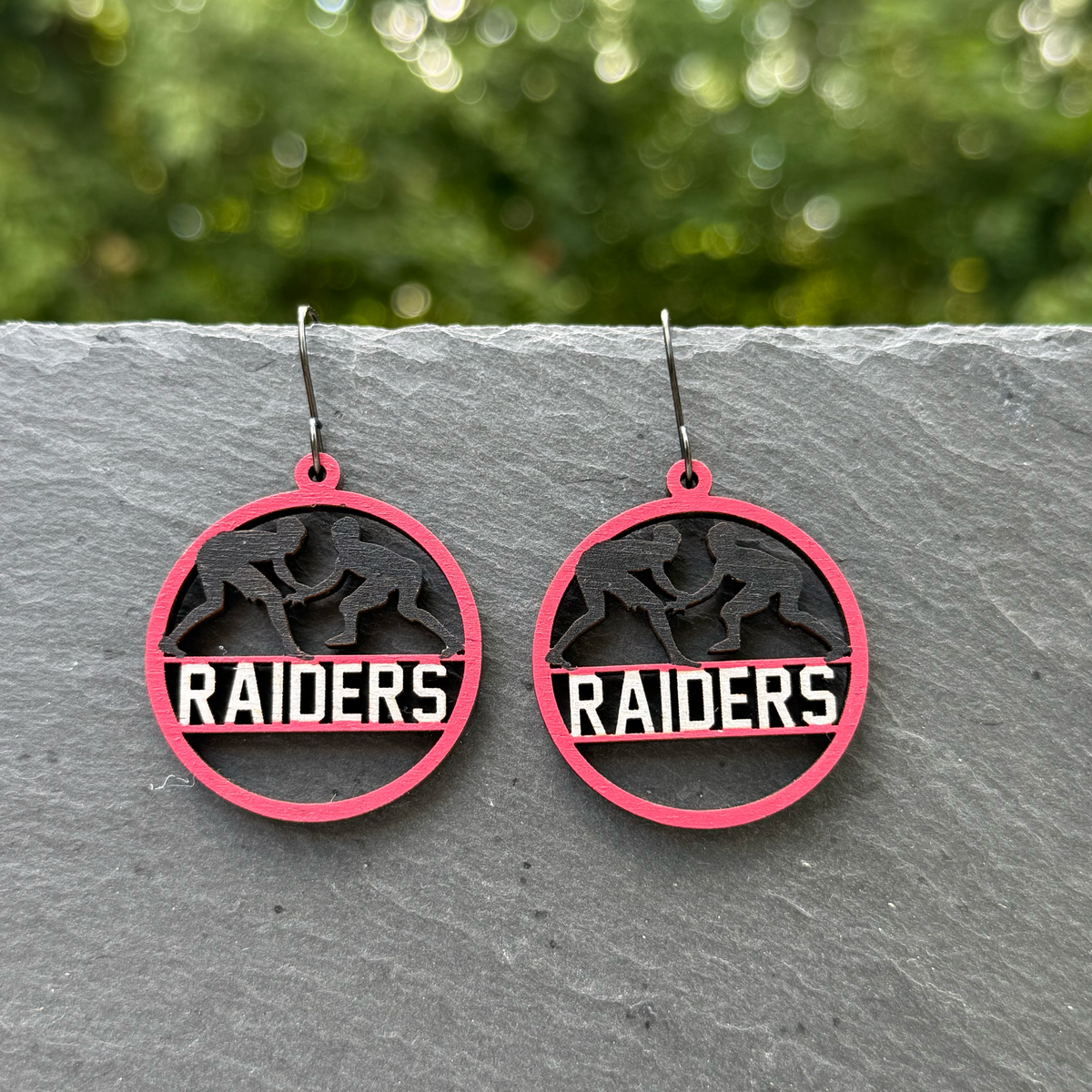 Raiders Wrestling Drop Dangle Earrings