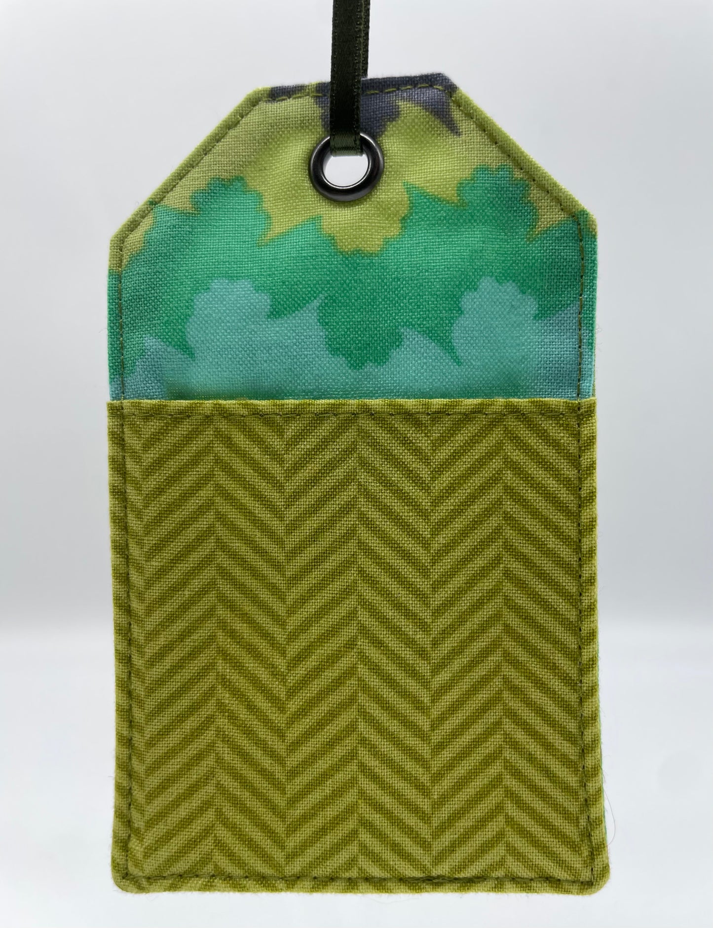 Green Herringbone Hanging Gift Card Holder