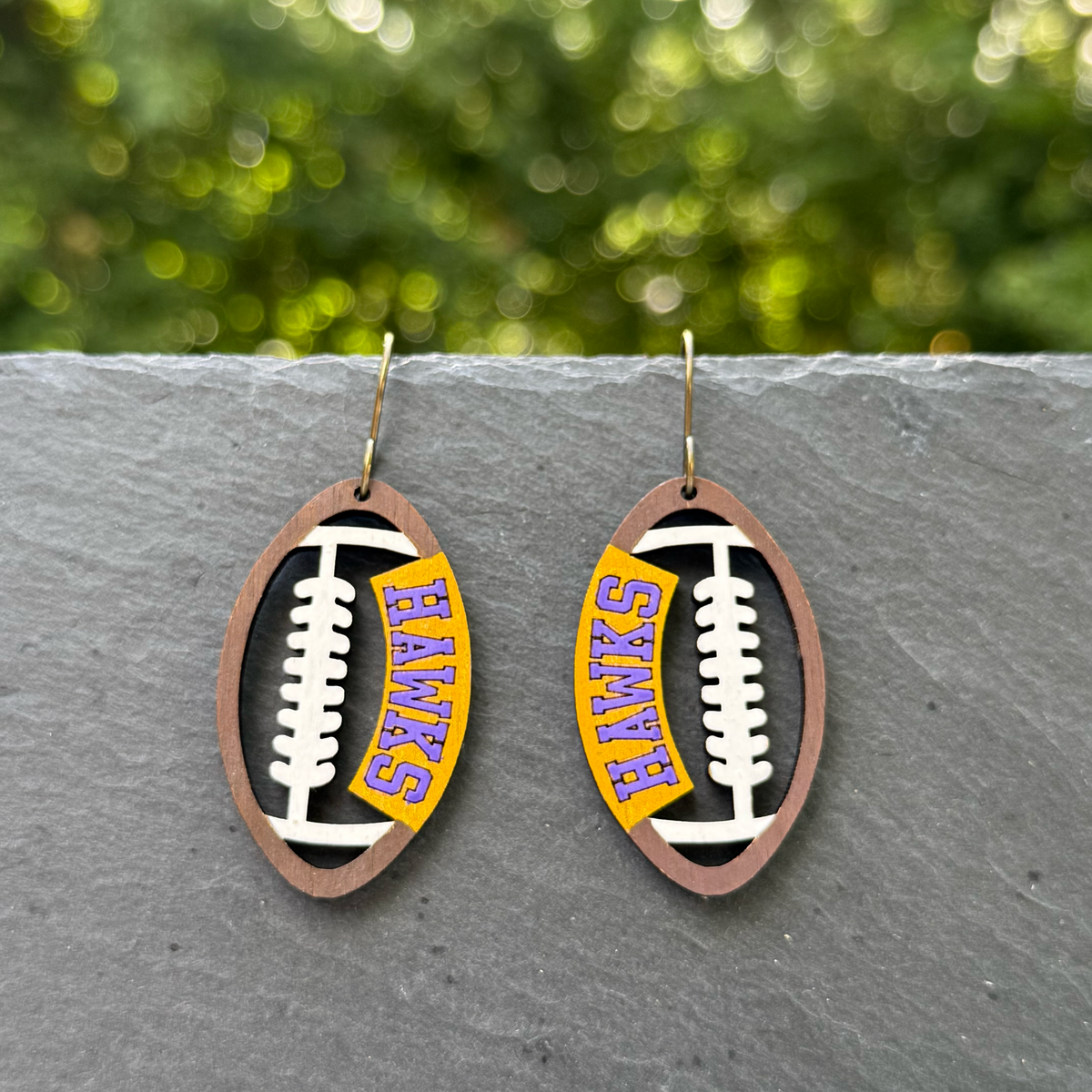 Hawks Football Drop Dangle Earrings