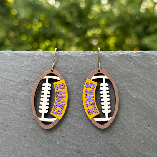 Hawks Football Drop Dangle Earrings