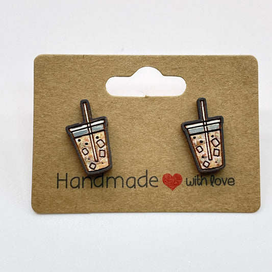 Iced Coffee Flat Lid Stud Earrings