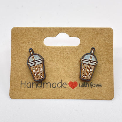 Iced Coffee Domed Lid Stud Earrings