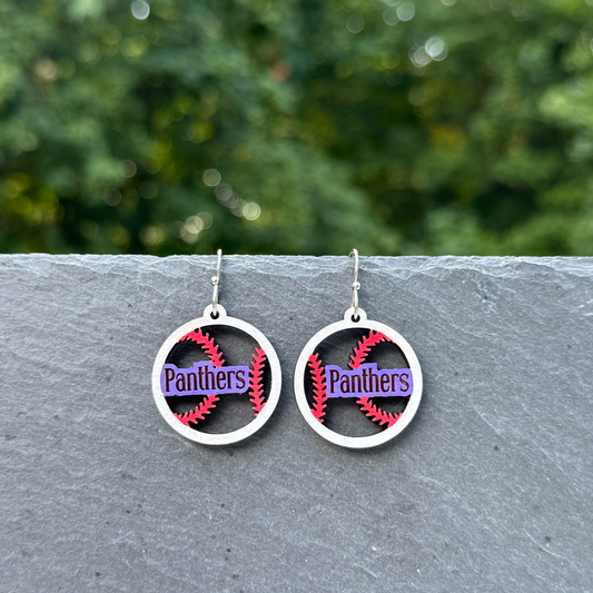 Baseball (small) Drop Dangle Earrings