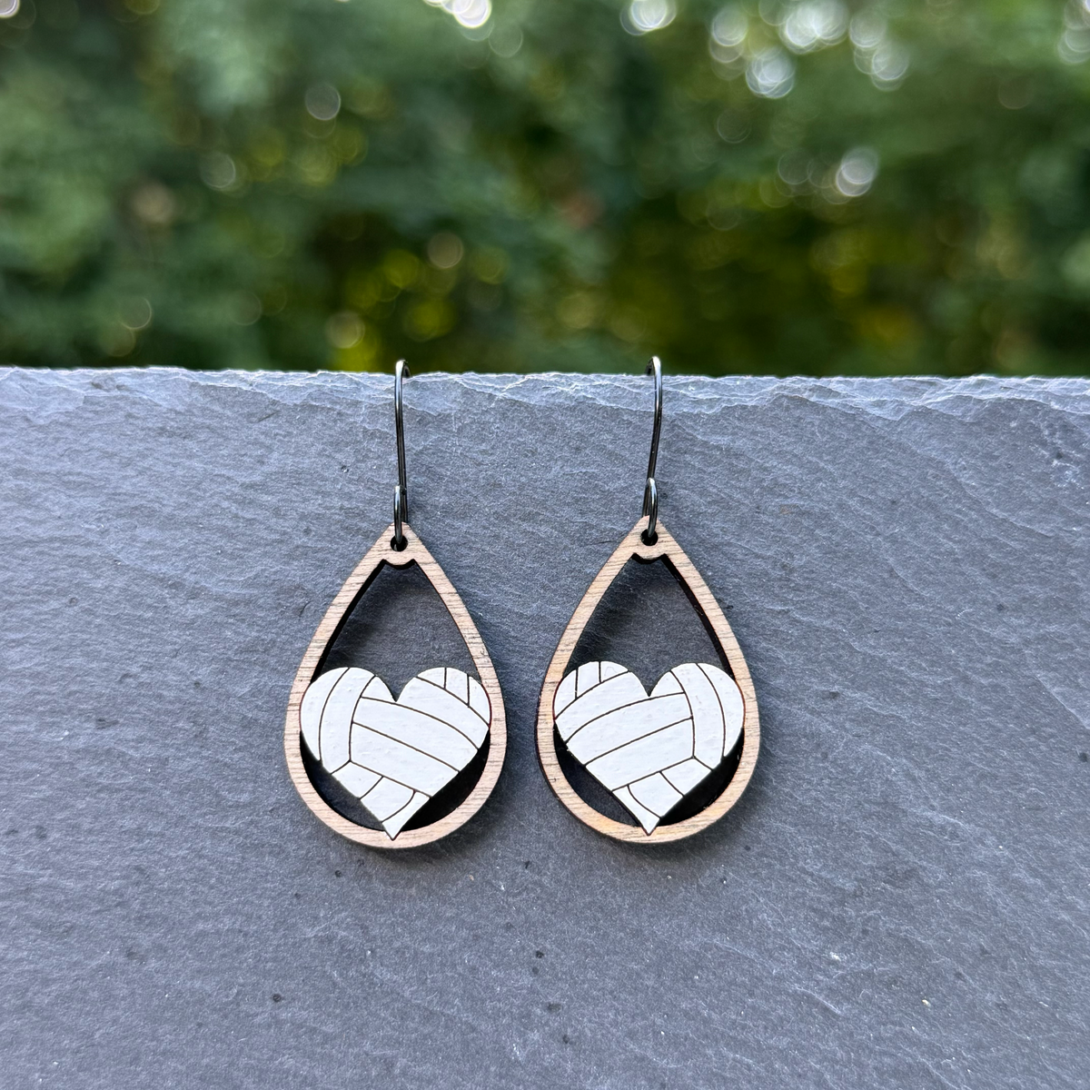 Volleyball Teardrop Heart Drop Dangle Earrings