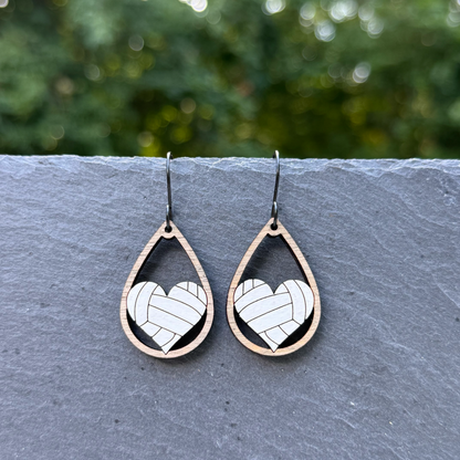 Volleyball Teardrop Heart Drop Dangle Earrings