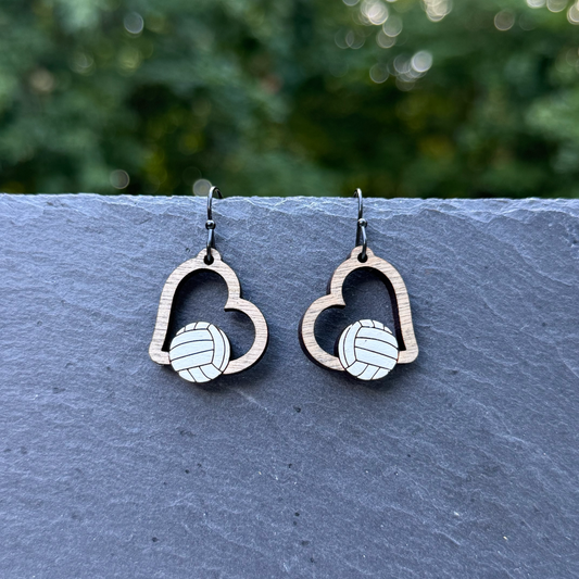 Volleyball Heart Drop Dangle Earrings