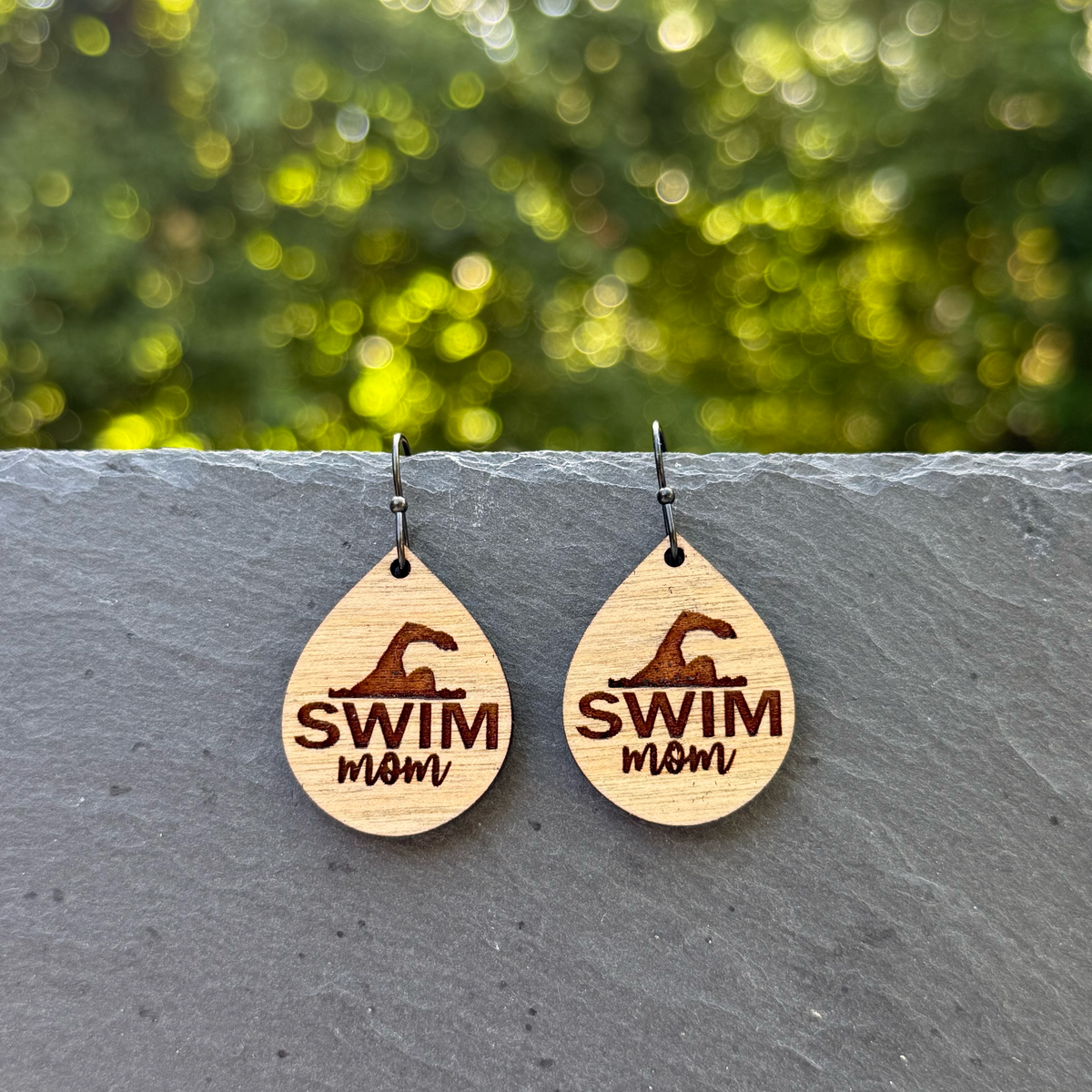 Swim Mom Tear Drop Dangle Earrings