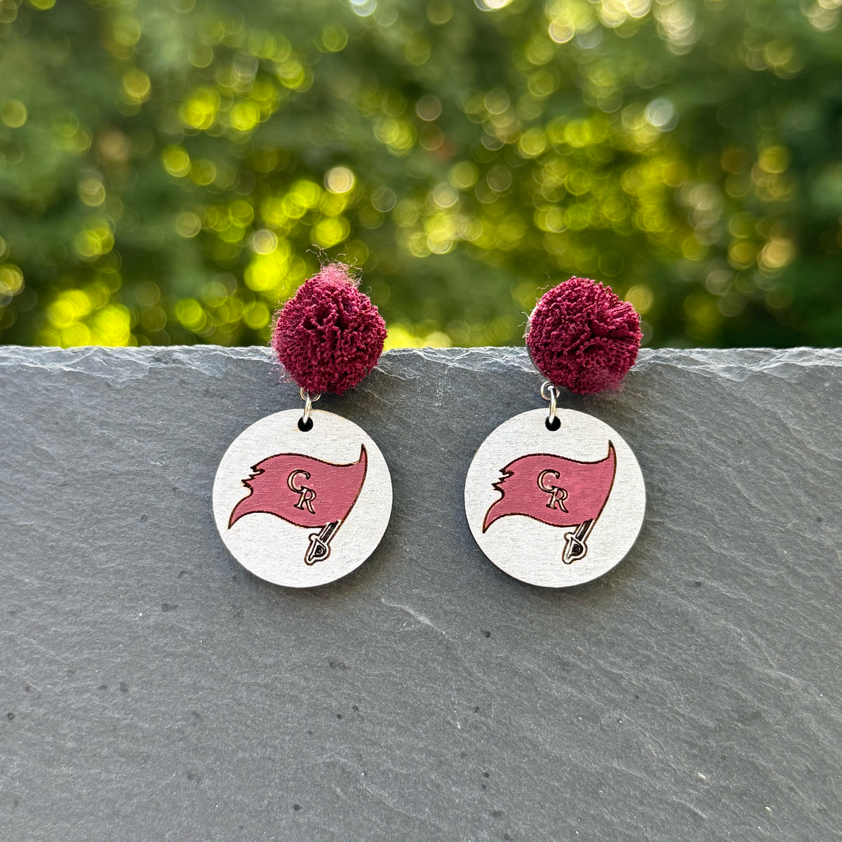 CR Flag Circle Drop Dangle Earrings