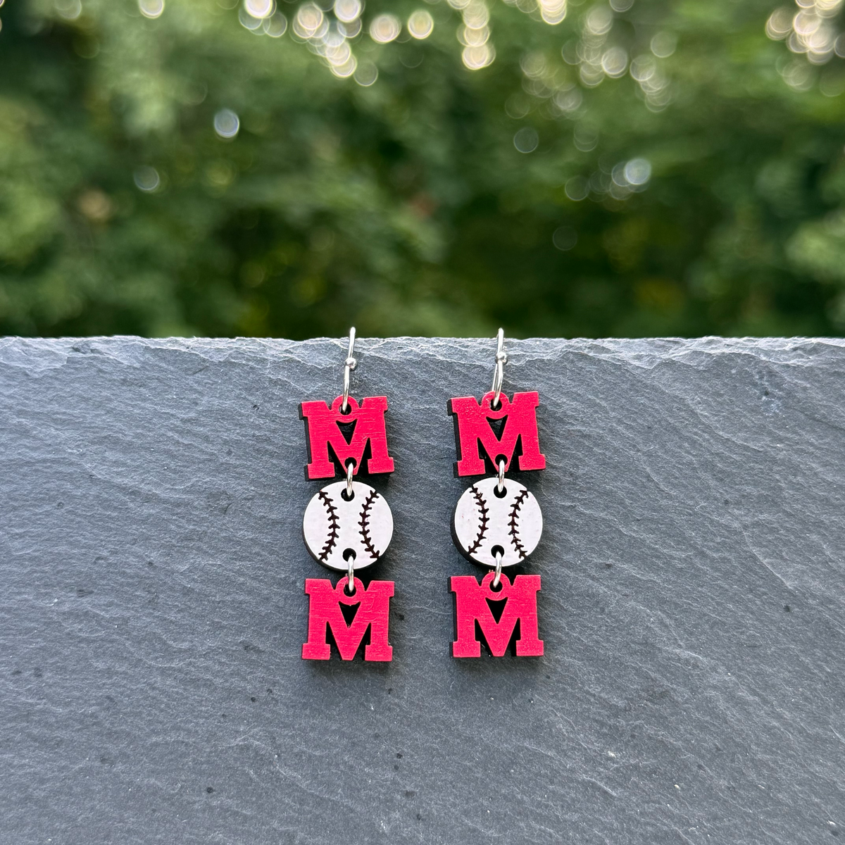 Baseball MOM (jump rings) Drop Dangle Earrings