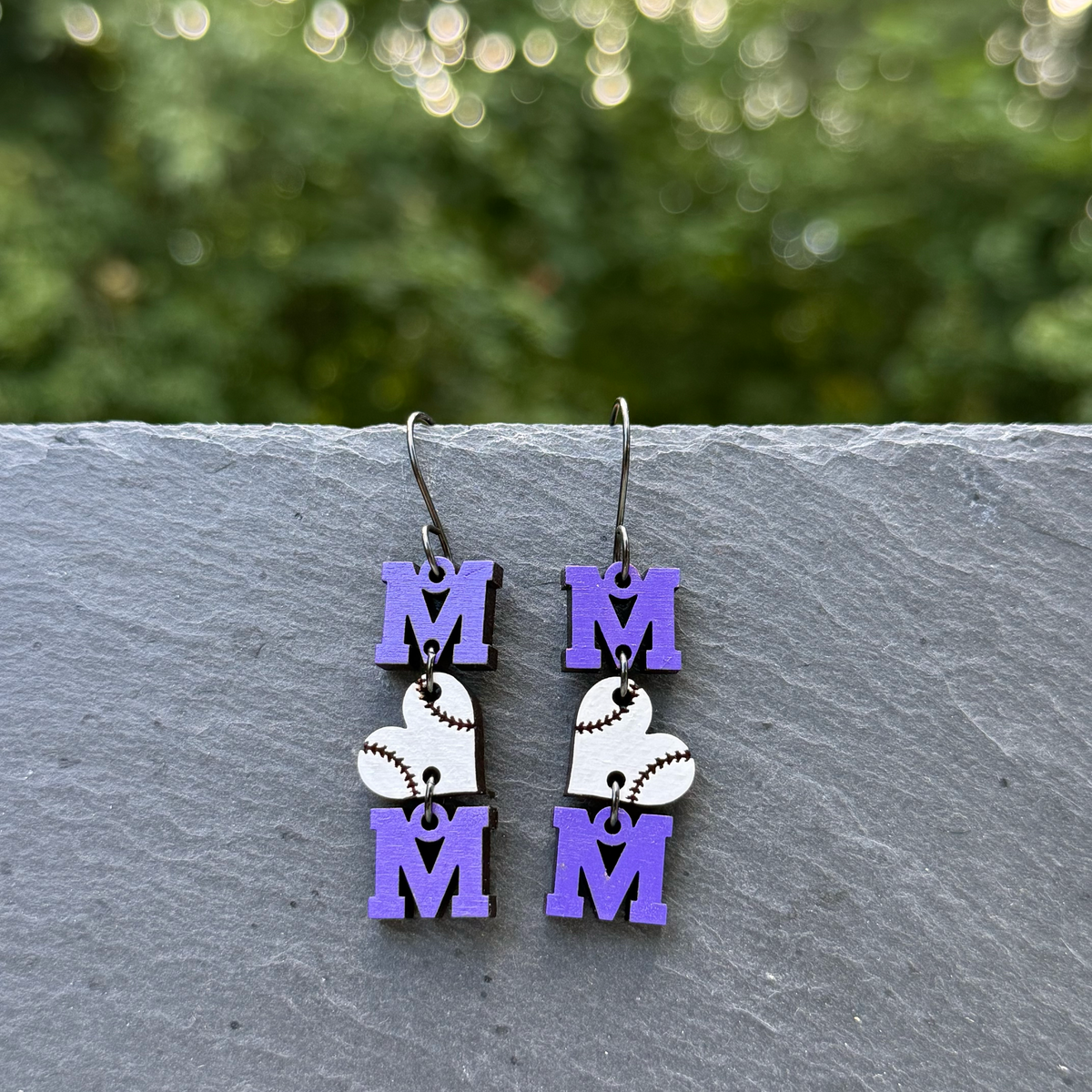Baseball MOM (jump rings) Drop Dangle Earrings
