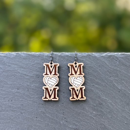 Volleyball MOM (heart) Drop Dangle Earrings