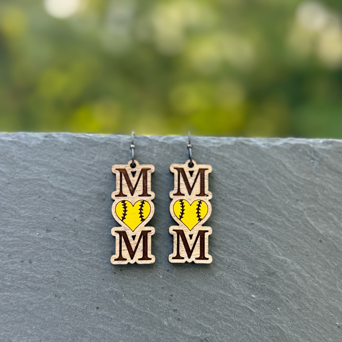 Softball MOM (heart) Drop Dangle Earrings