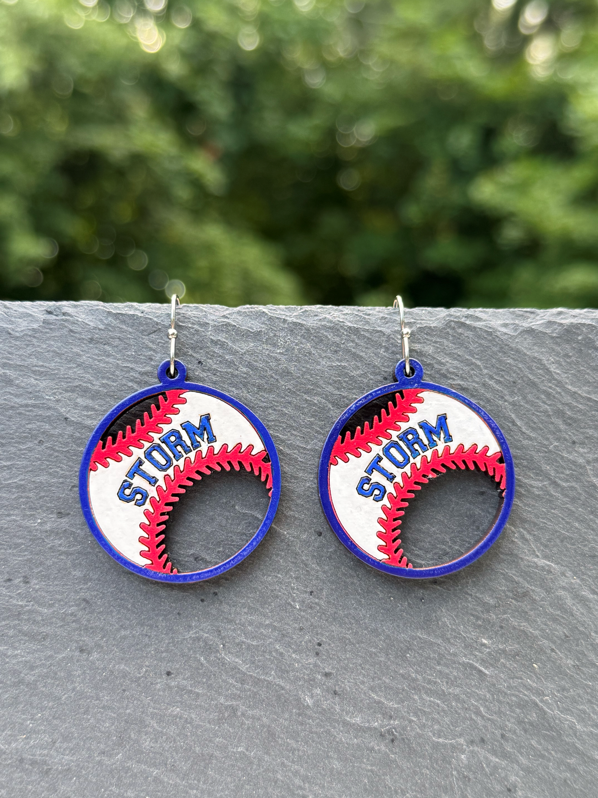 Storm Baseball Drop Dangle Earrings