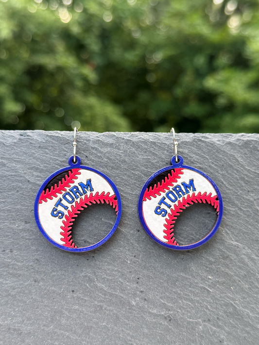 Storm Baseball Drop Dangle Earrings