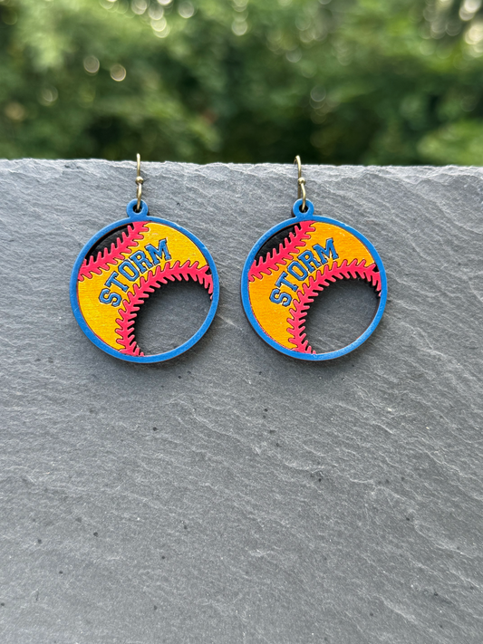 Storm Softball Drop Dangle Earrings