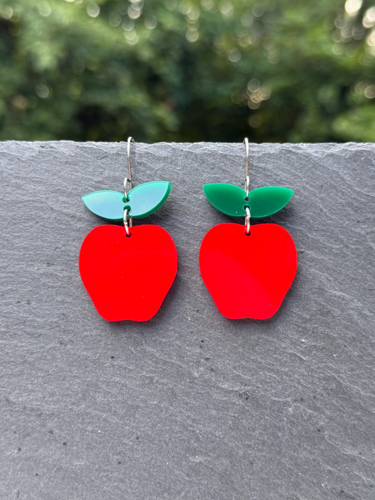 Apple Acrylic Drop Dangle Earrings