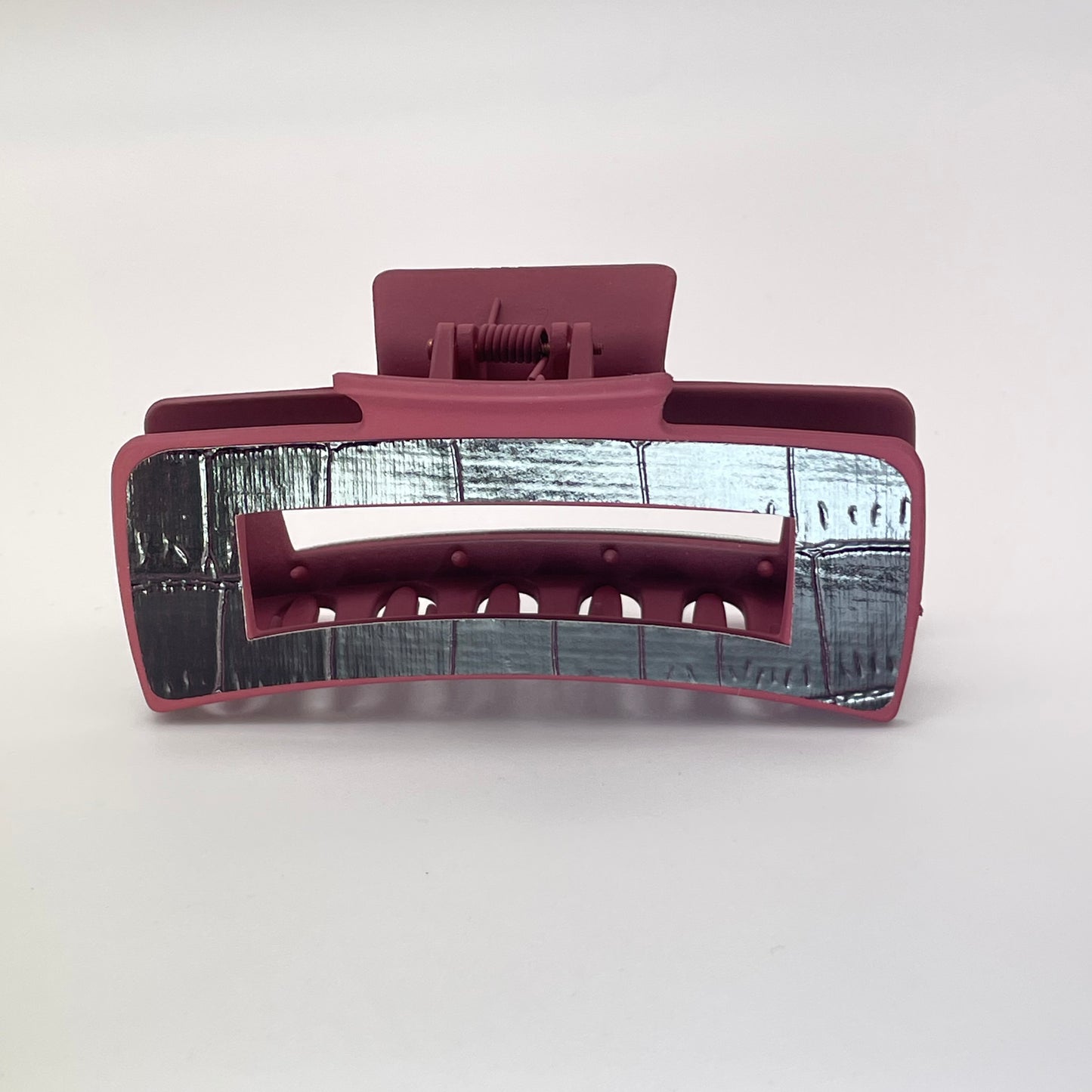 Burgandy Crocodile Faux Leather 4 inch Rectangle Hair Clip