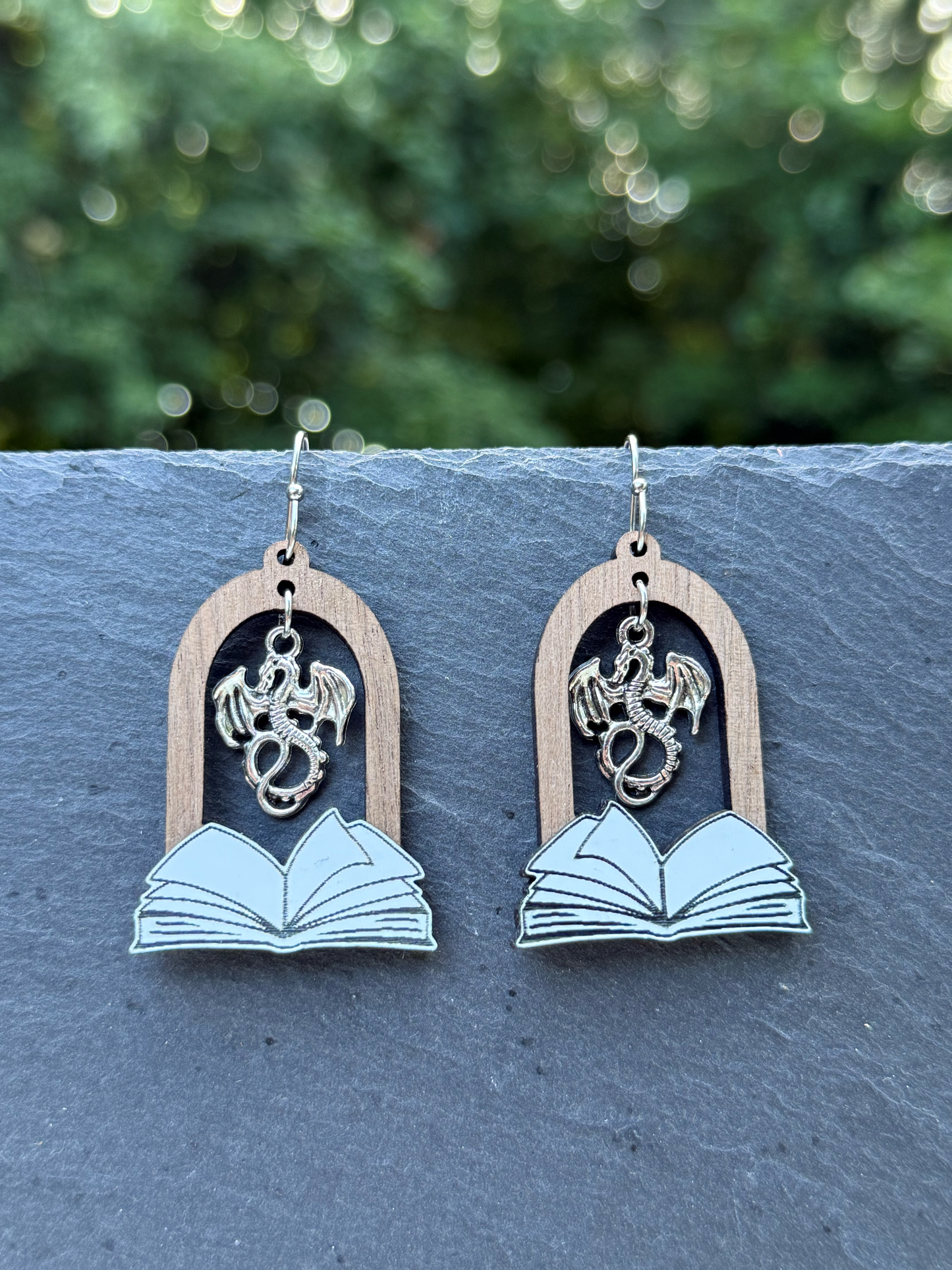 Dragon Book Arch Acrylic Drop Dangle Earrings