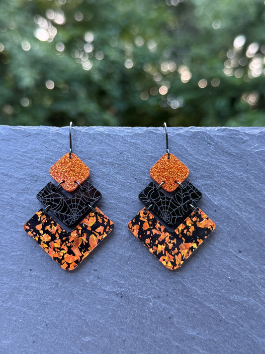 Triple Chevron Acrylic Drop Dangle Earrings