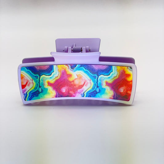 Oil Spill Acrylic 4 inch Rectangle Hair Clip