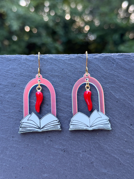 Spicy Book Arch Acrylic Drop Dangle Earrings