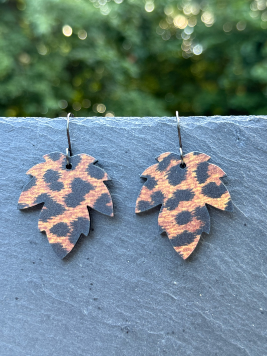 Leopard Leaf Acrylic Drop Dangle Earrings