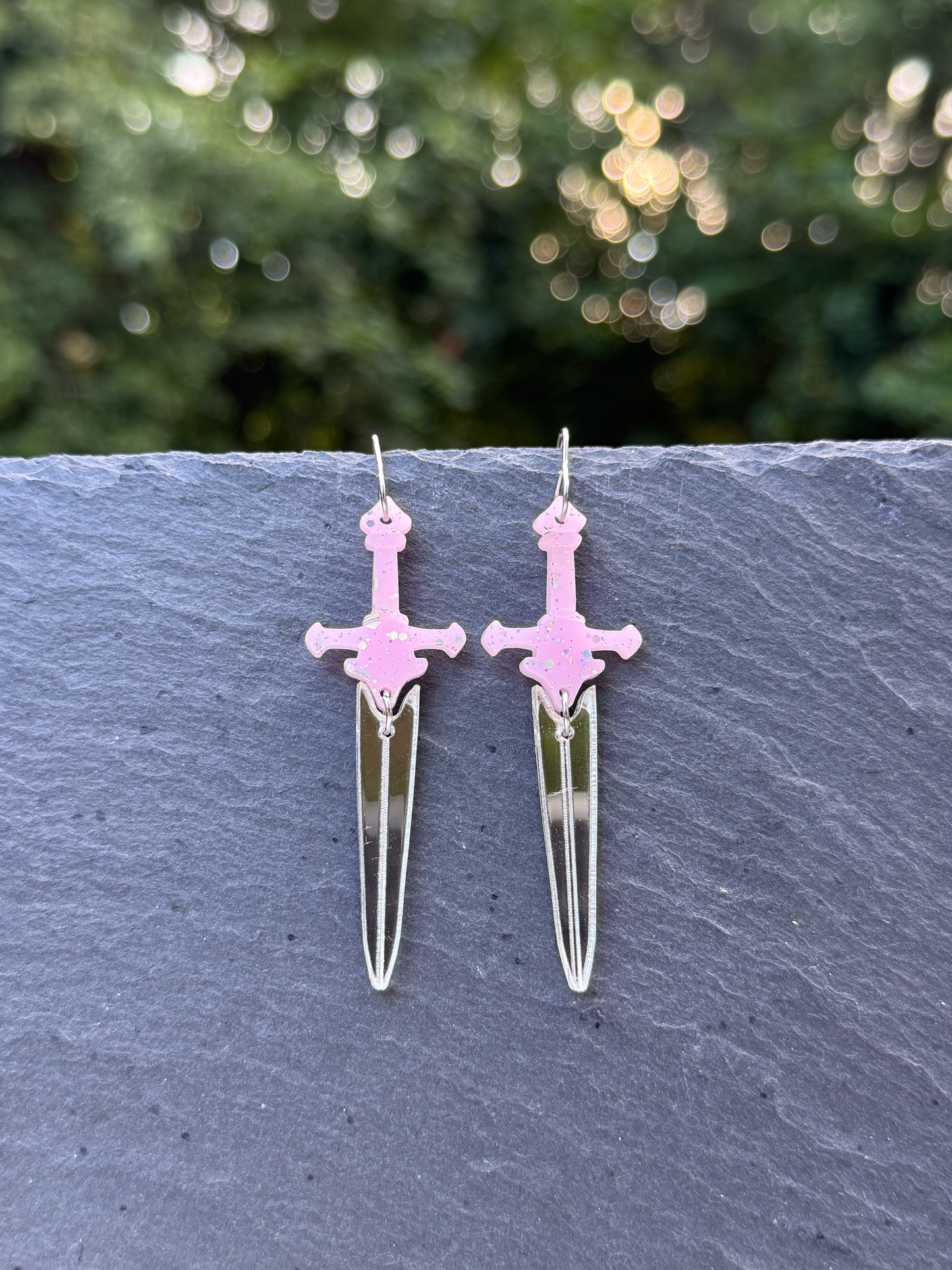 Sword Acrylic Drop Dangle Earrings