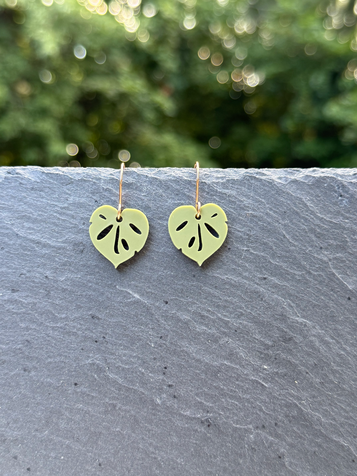 Pothos Leaf Acrylic Drop Dangle Earrings