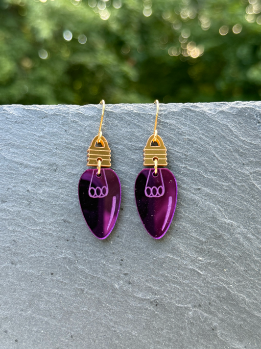 Christmas Light Bulb Acrylic Drop Dangle Earrings