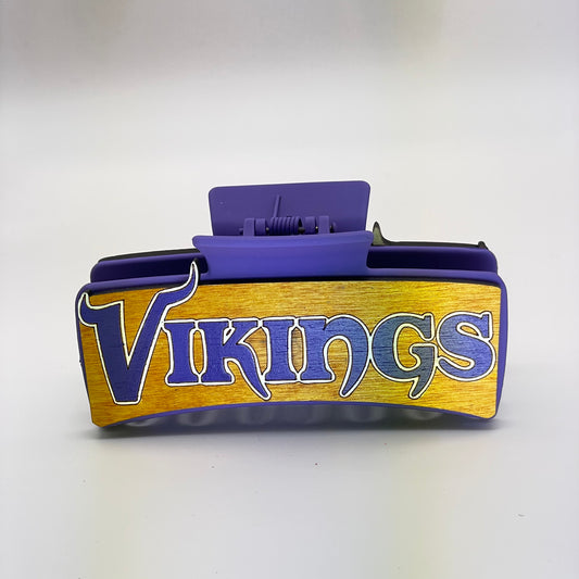 MN Vikings Wood 4 inch Rectangle Hair Clip