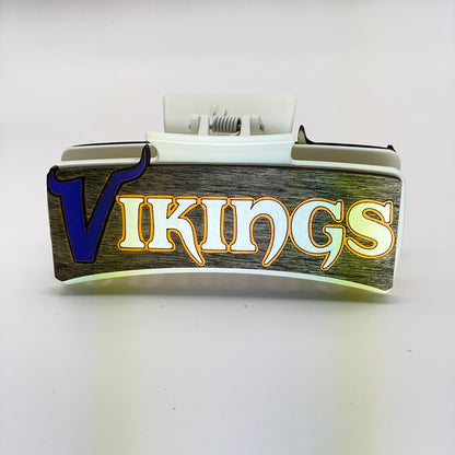 MN Vikings Wood 4 inch Rectangle Hair Clip