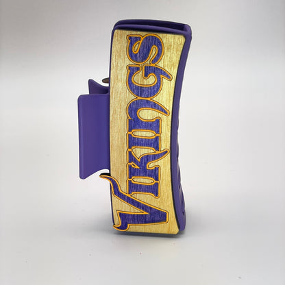 MN Vikings Wood 4 inch Rectangle Hair Clip