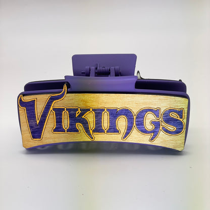 MN Vikings Wood 4 inch Rectangle Hair Clip