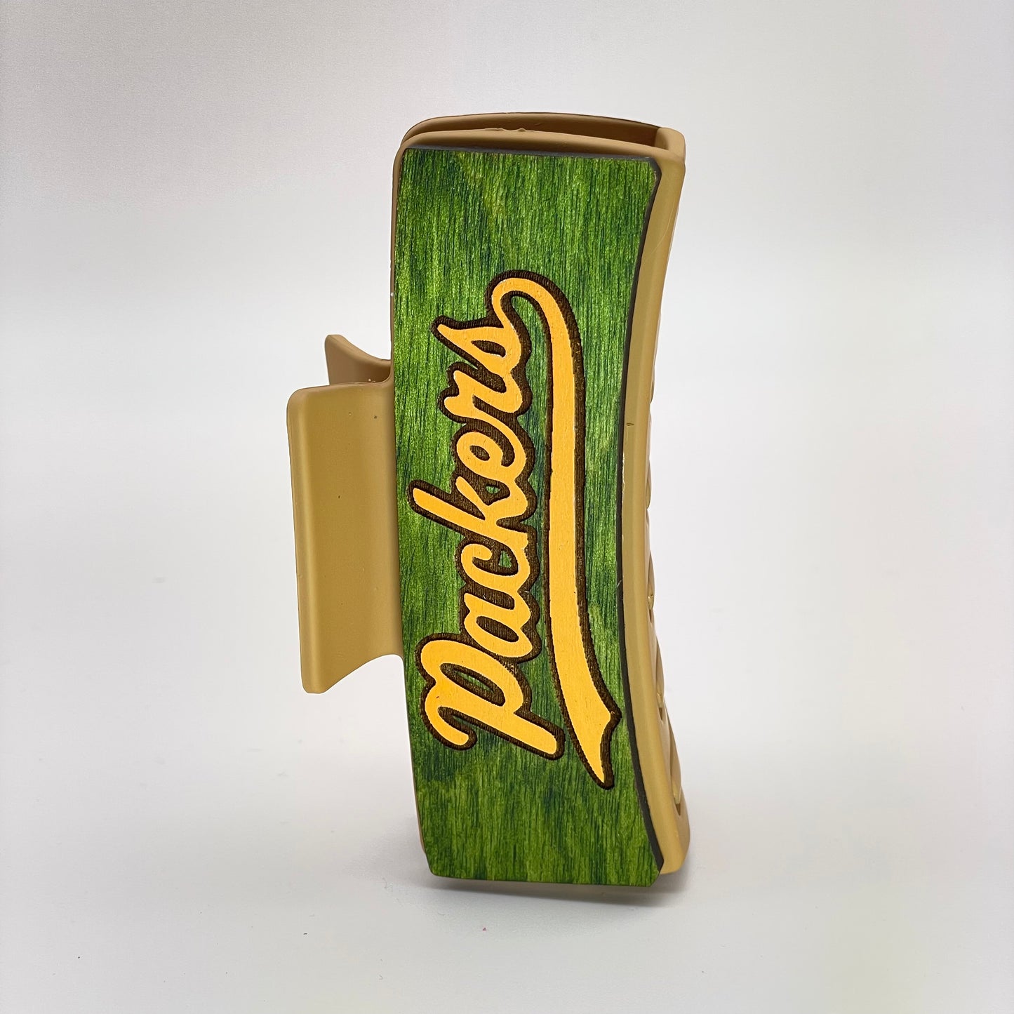 Green Bay "Packers" Wood 4 inch Rectangle Hair Clip