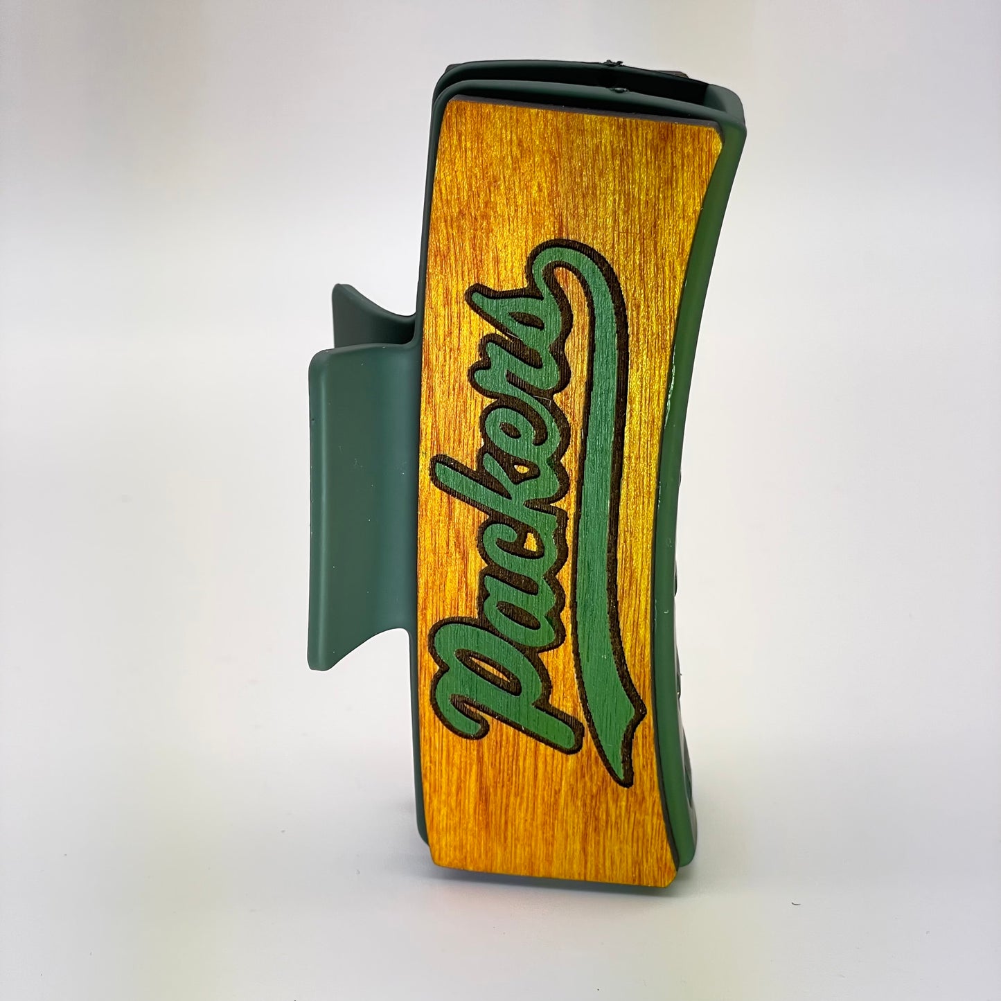 Green Bay "Packers" Wood 4 inch Rectangle Hair Clip