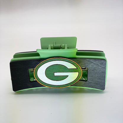 Green Bay Packers "G" Wood 4 inch Rectangle Hair Clip