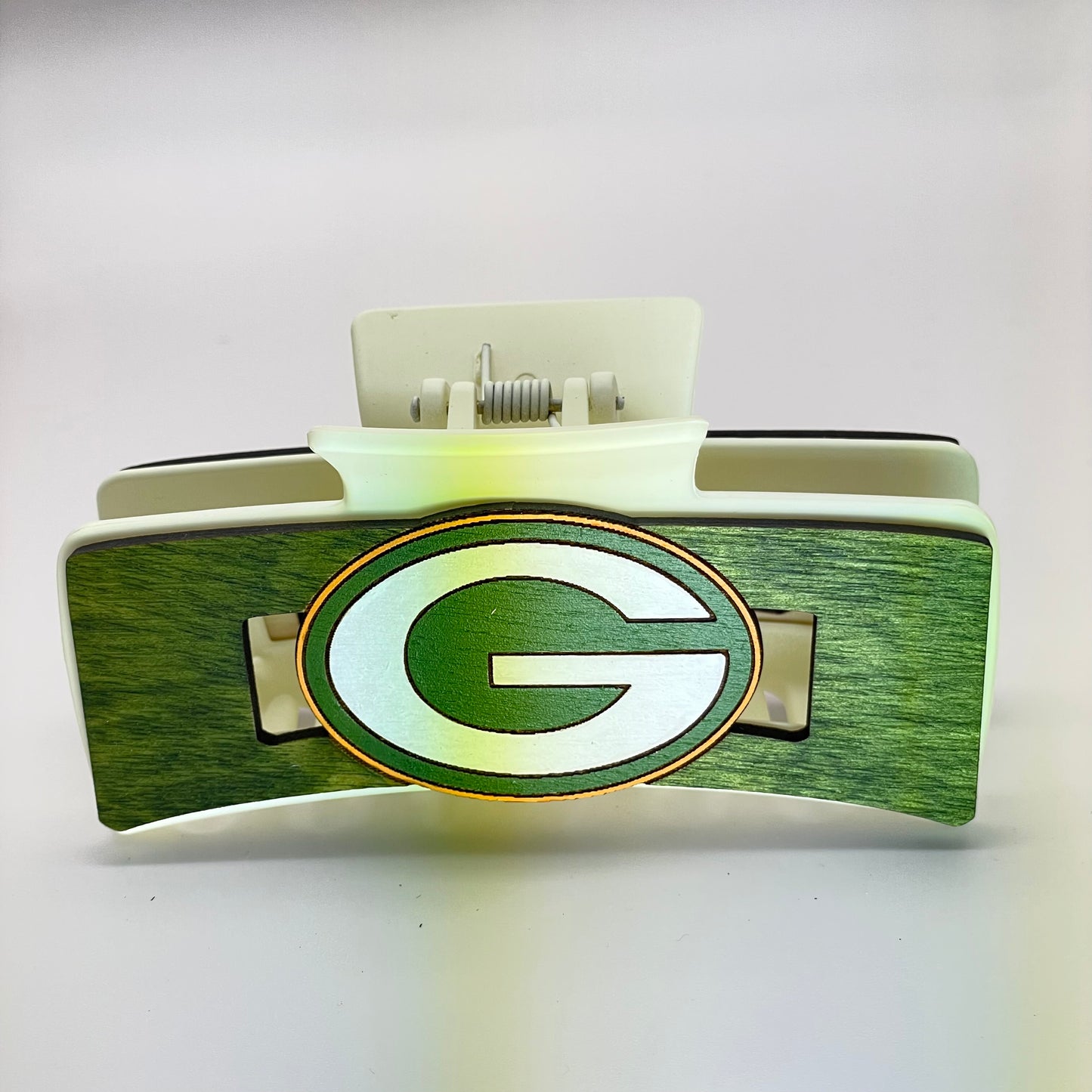 Green Bay Packers "G" Wood 4 inch Rectangle Hair Clip