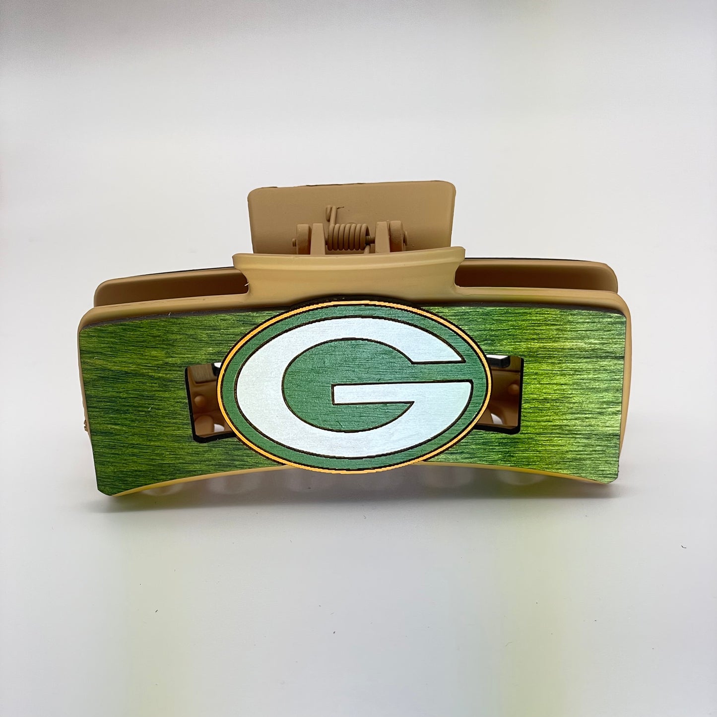 Green Bay Packers "G" Wood 4 inch Rectangle Hair Clip