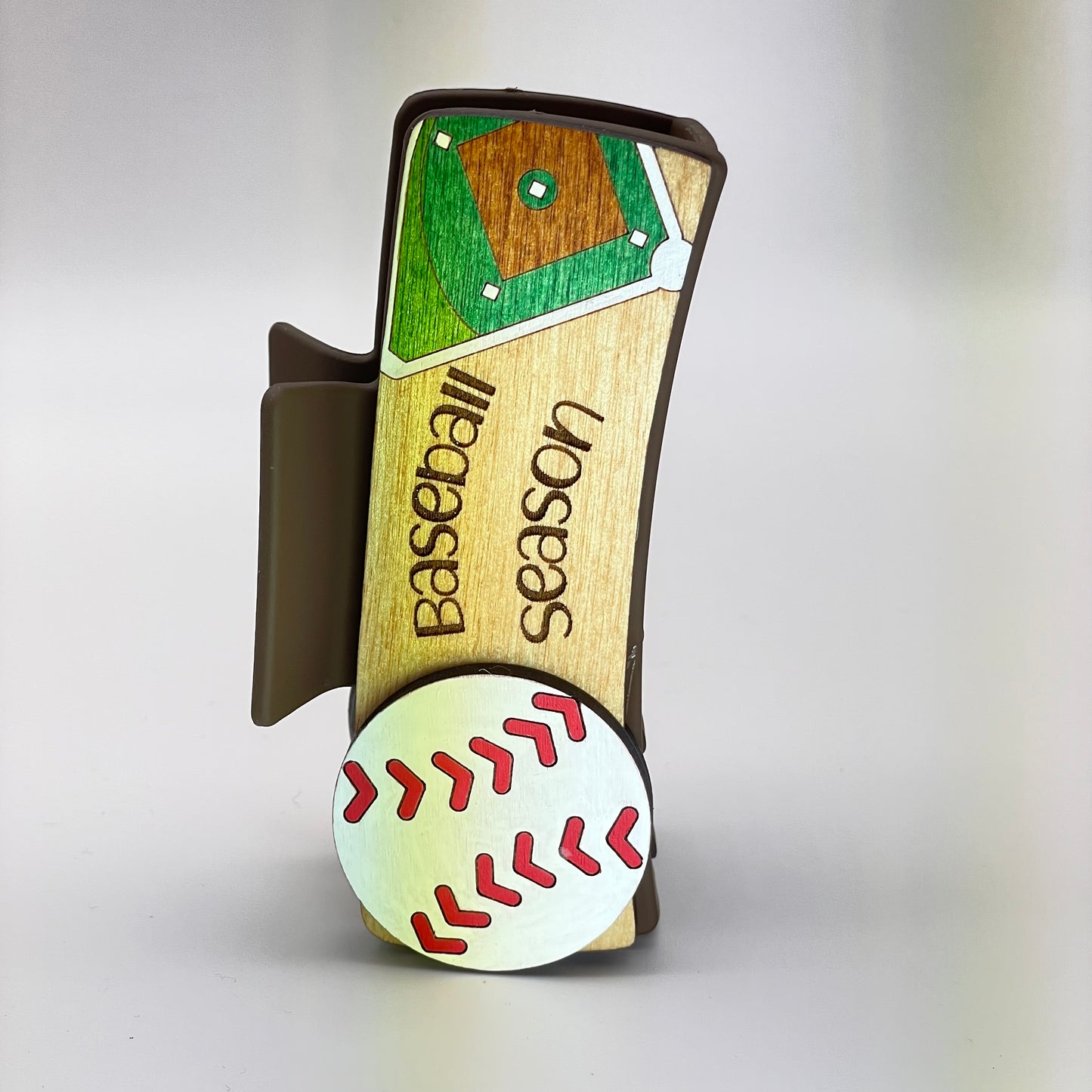 Baseball Season Wood 4 inch Rectangle Hair Clip