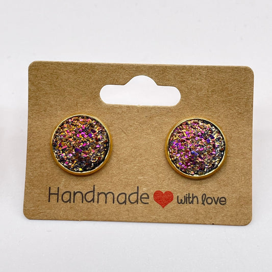 Rose Gold Druzy Stud Earrings