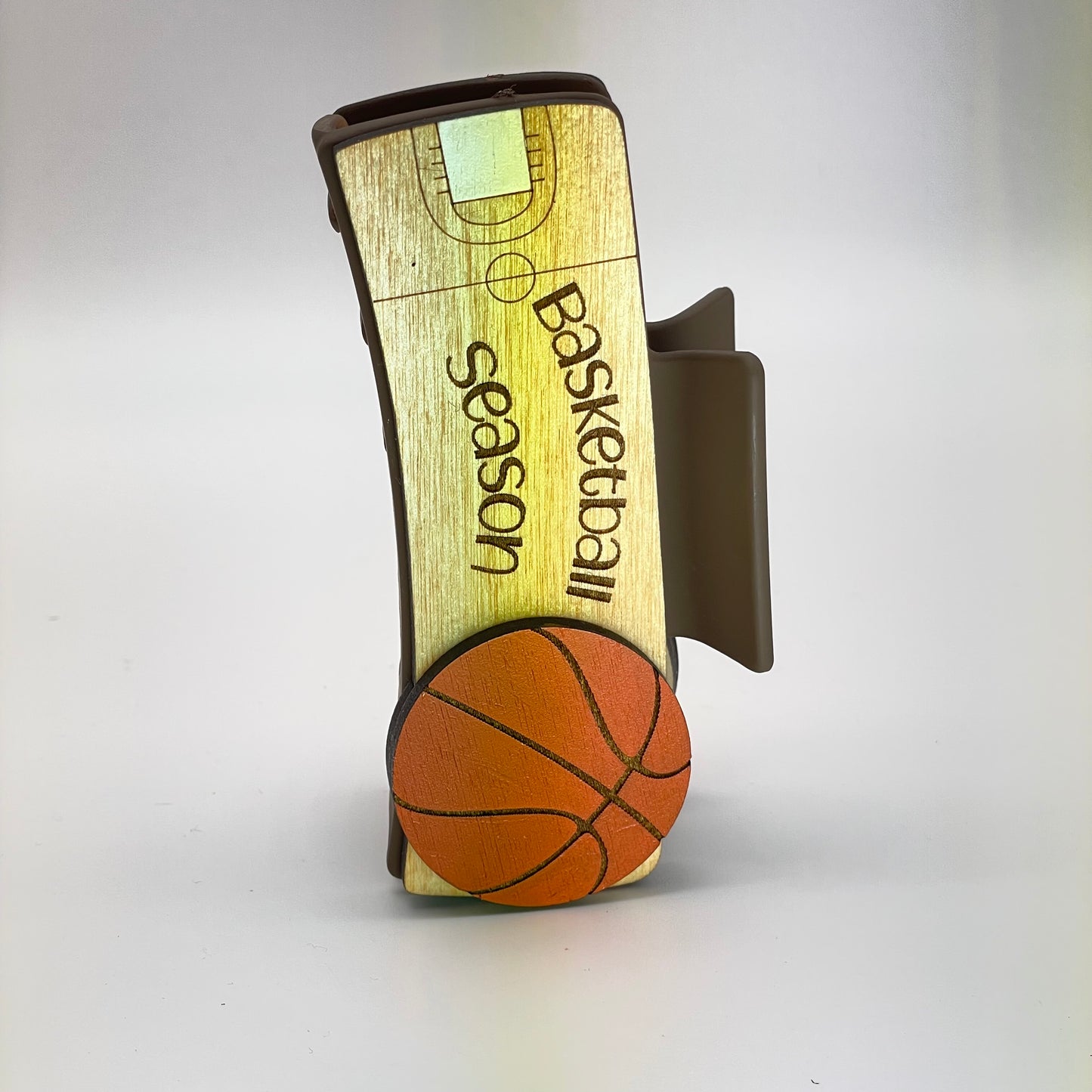 Basketball Season Wood 4 inch Rectangle Hair Clip