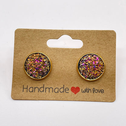 Rose Gold Druzy Stud Earrings