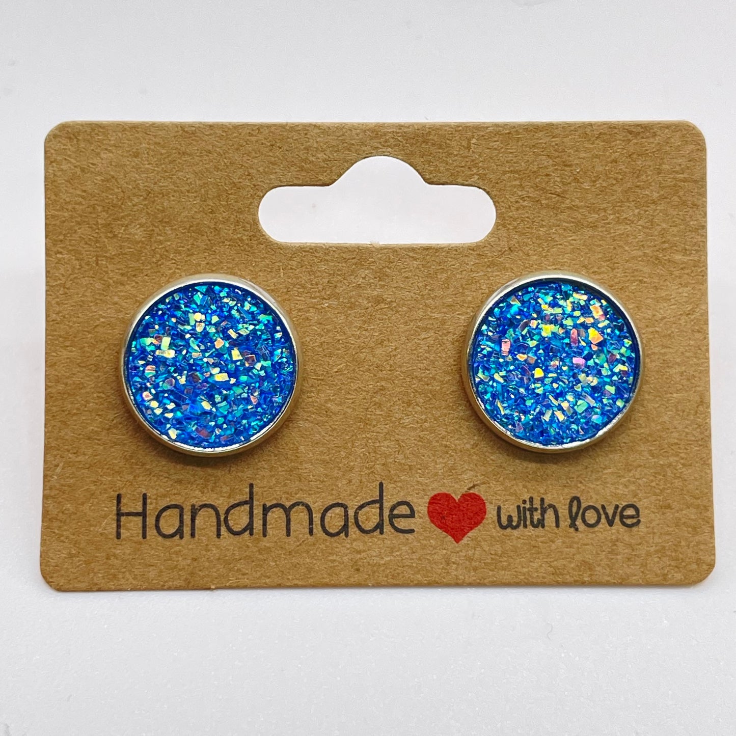 Light Blue Druzy Stud Earrings