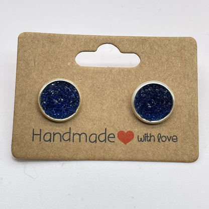 Royal Blue Druzy Stud Earrings