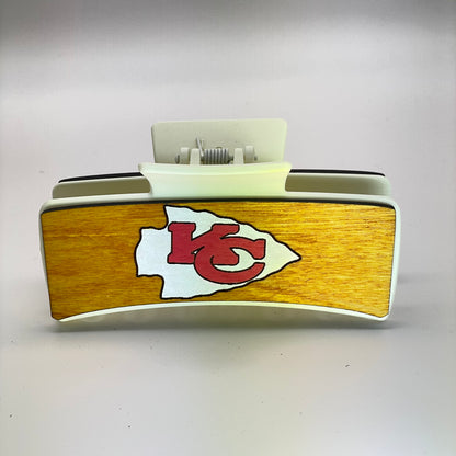 Kansas City Chiefs Logo Wood 4 inch Rectangle Hair Clip