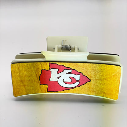 Kansas City Chiefs Logo Wood 4 inch Rectangle Hair Clip