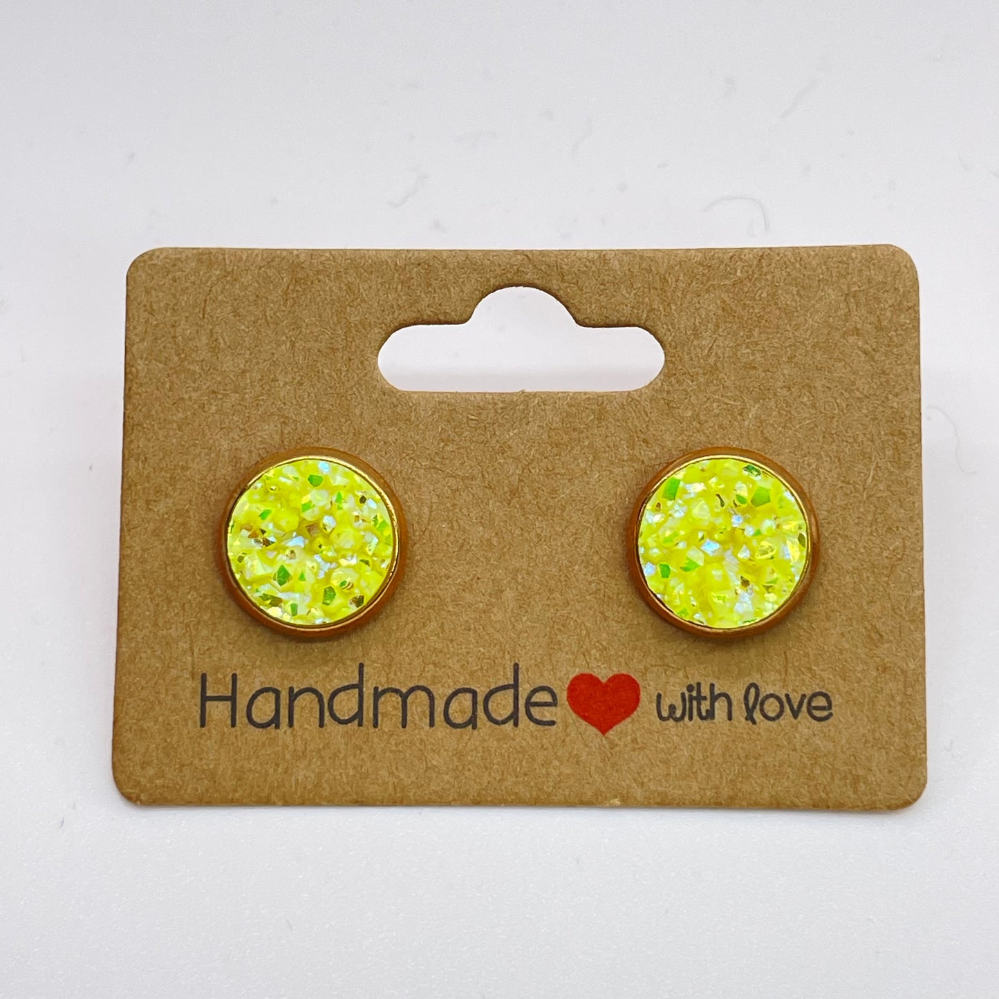 Yellow Druzy Stud Earrings