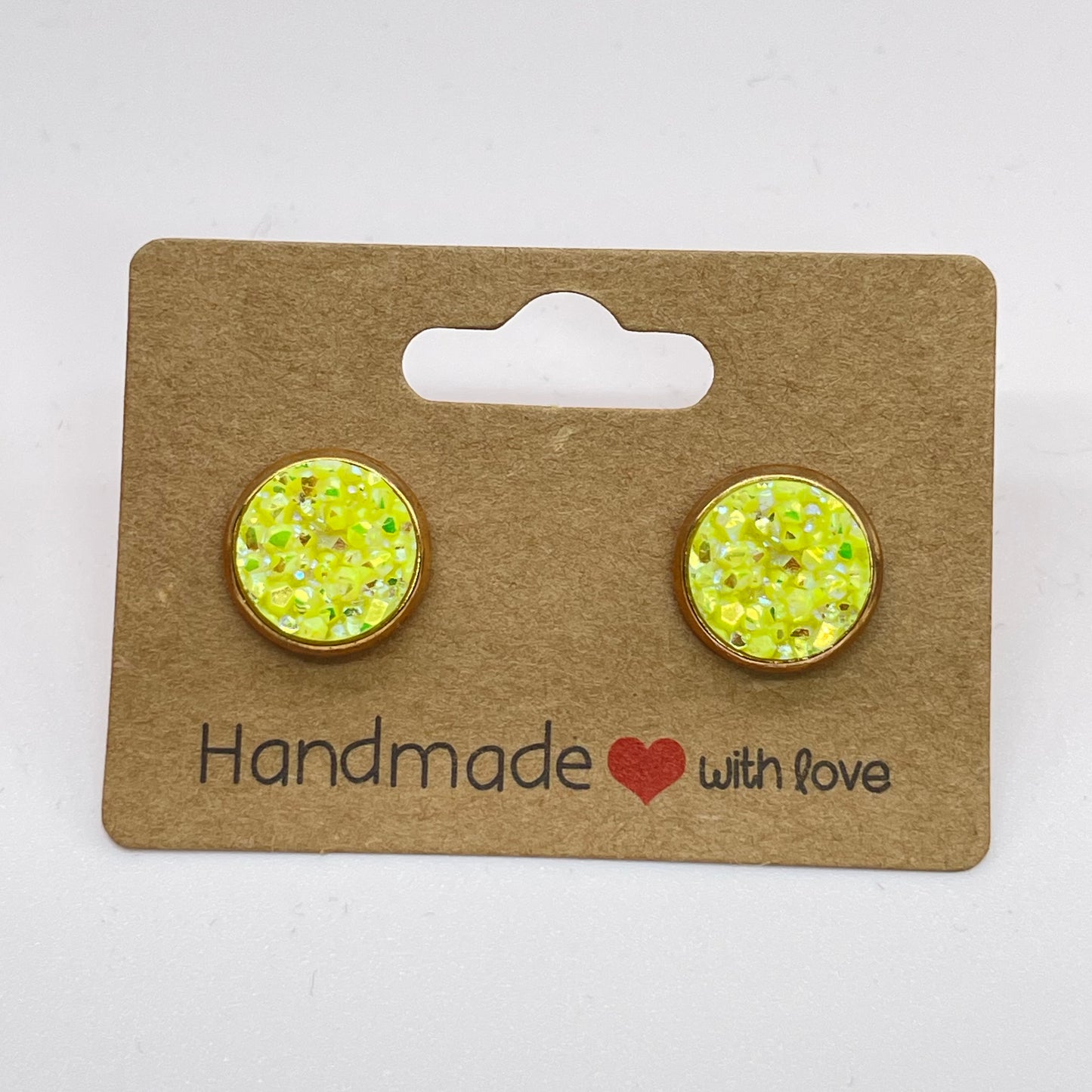 Yellow Druzy Stud Earrings